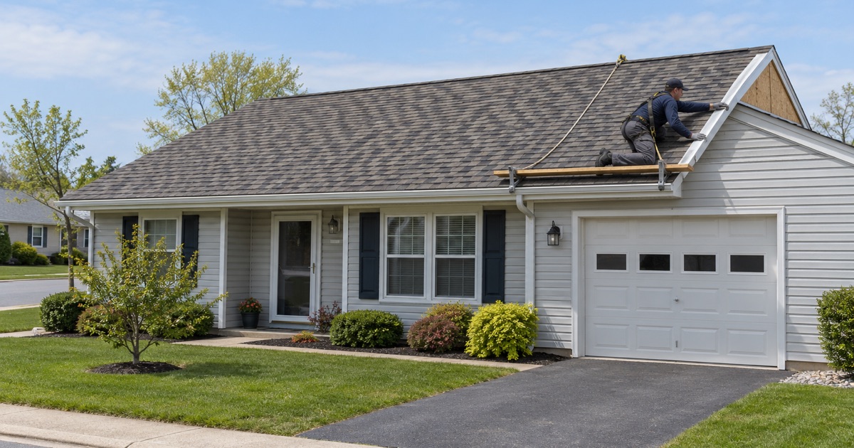 A Silver Ridge one-story home re-roofed to its original low gable pitch